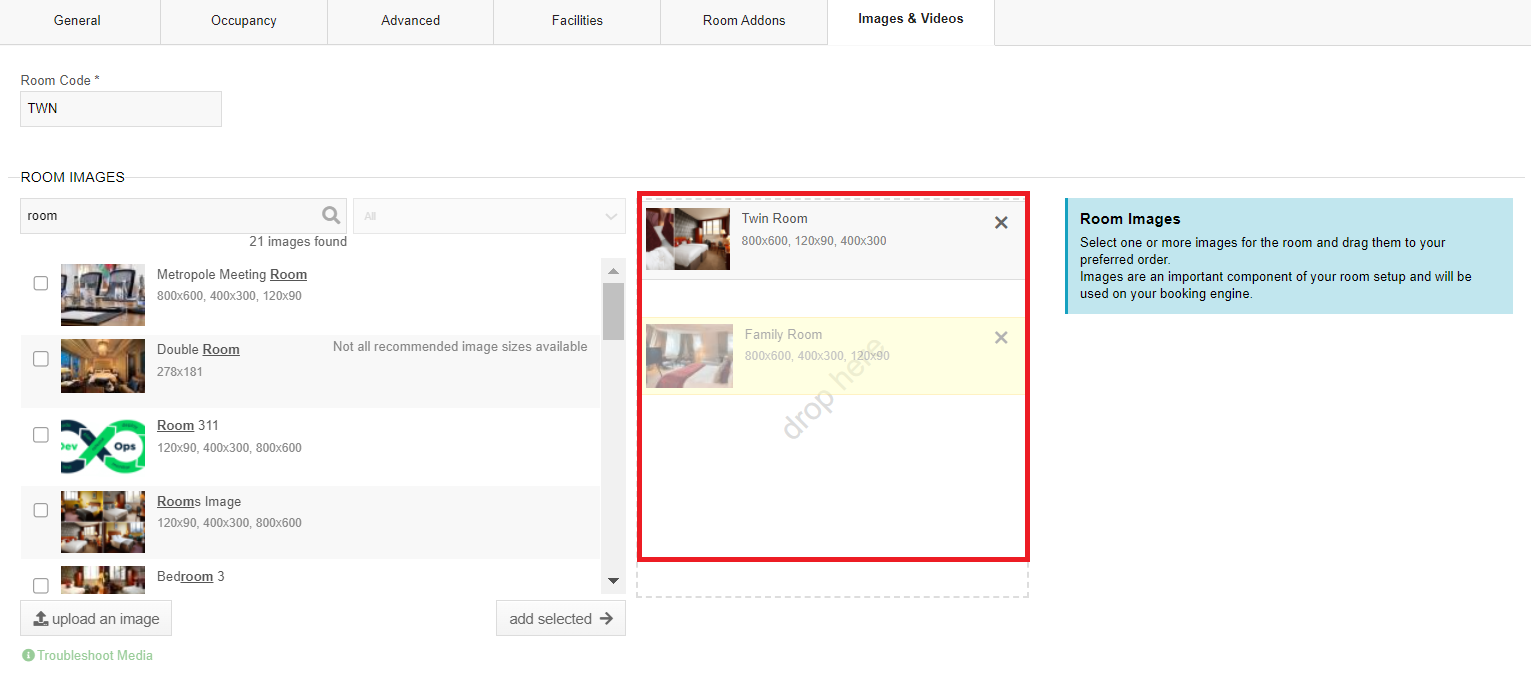 SHR BE-Uploading multiple images to a room or rate in SHR BE