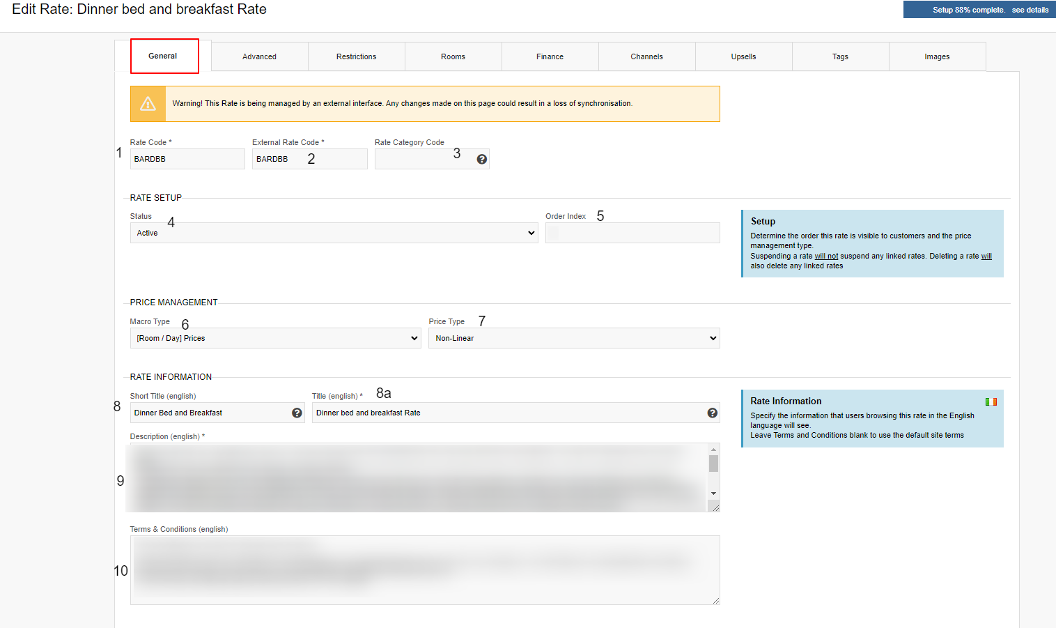 SHR BE-Rate Editor Overview - General Tab in SHR BE