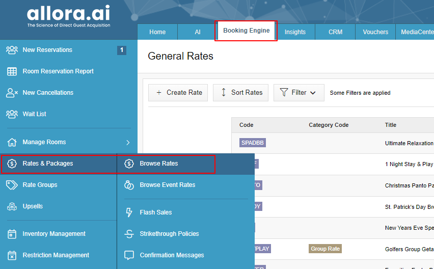 SHR BE-Browse Rates Screen Overview in SHR BE
