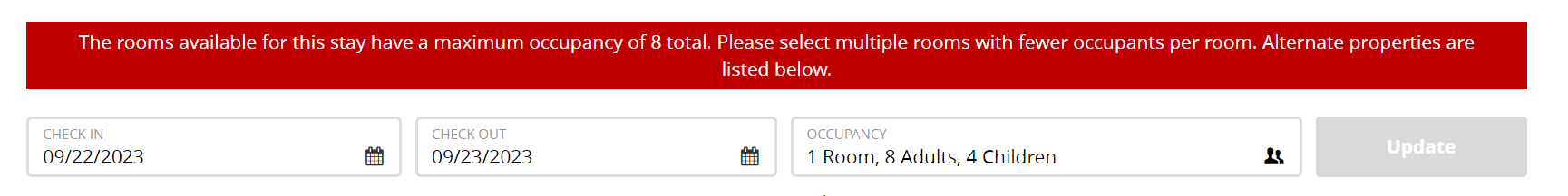CRS-Booking Engine - System Availability Messages
