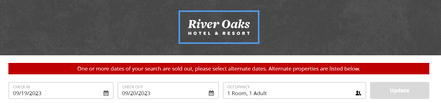 CRS-Booking Engine - System Availability Messages