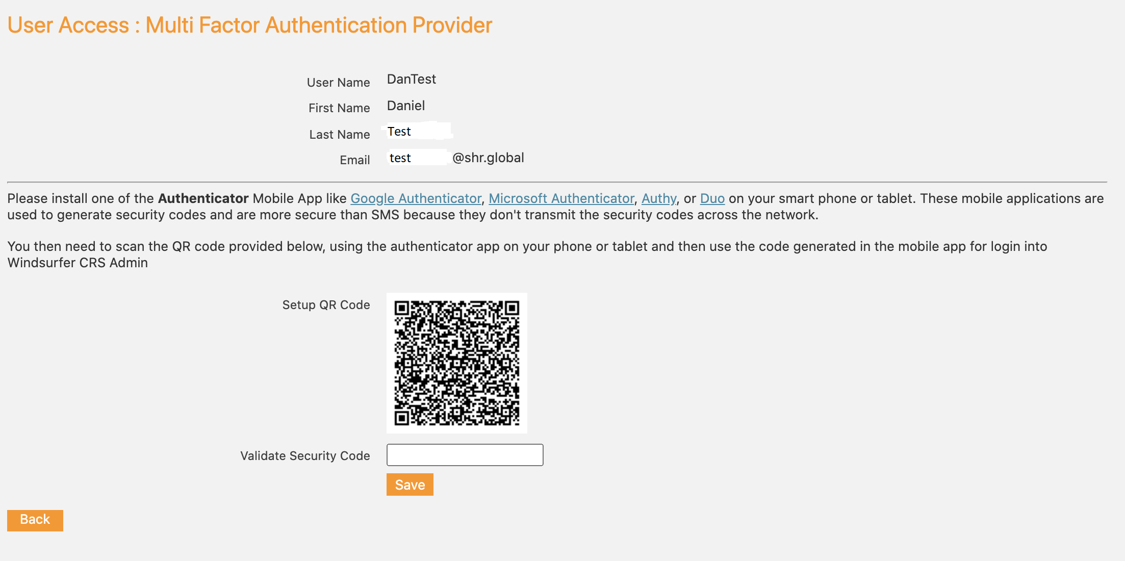 CRS-Security - User Access and Authentication