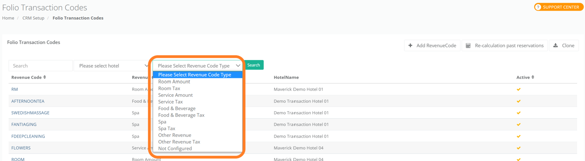 CRM-Setup Menu Configuration