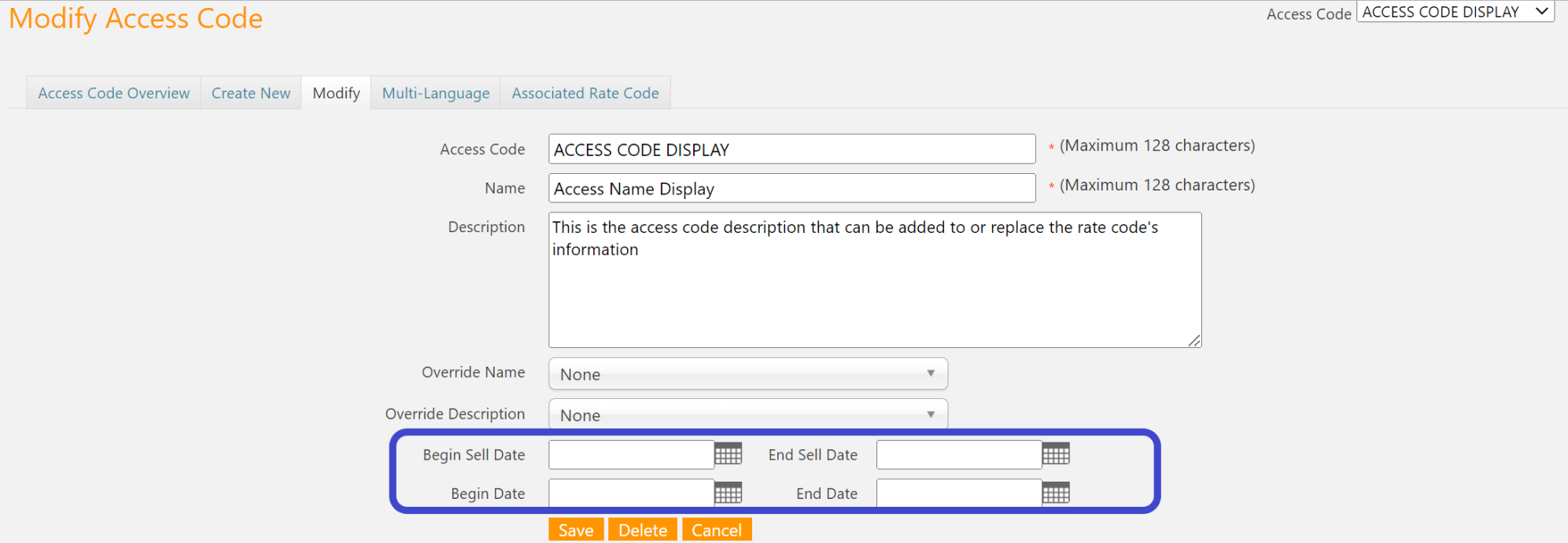 CRS-Access Codes
