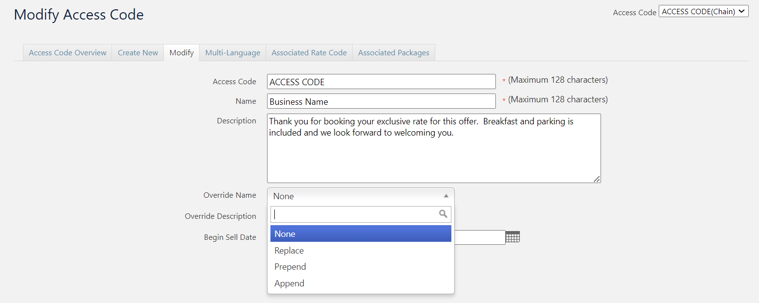 CRS-Access Codes