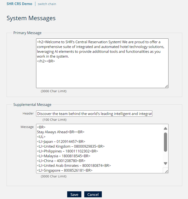 CRS-Chain Manager - System Message