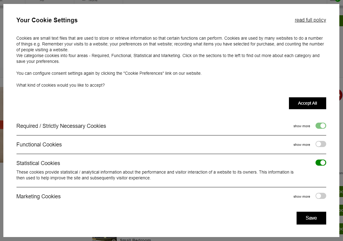 SHR BE-Cookie Consent Popup