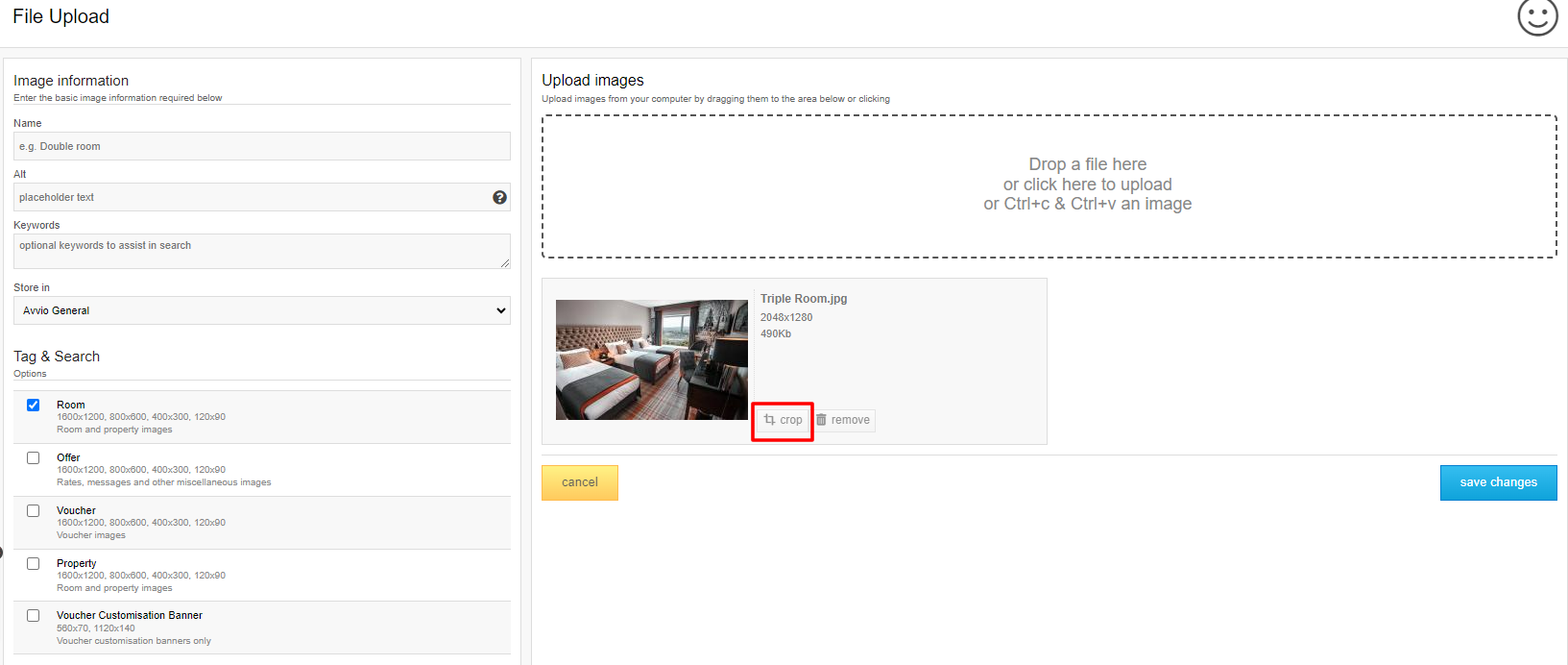 SHR -Independent Booking Engine-Adding a Room Image
