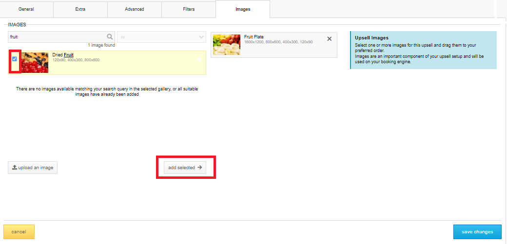 SHR BE-Adding an Image to an Upsell