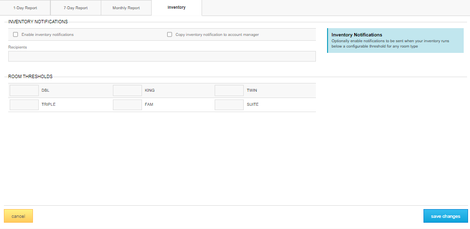 SHR BE Email Notifications for Low Inventory
