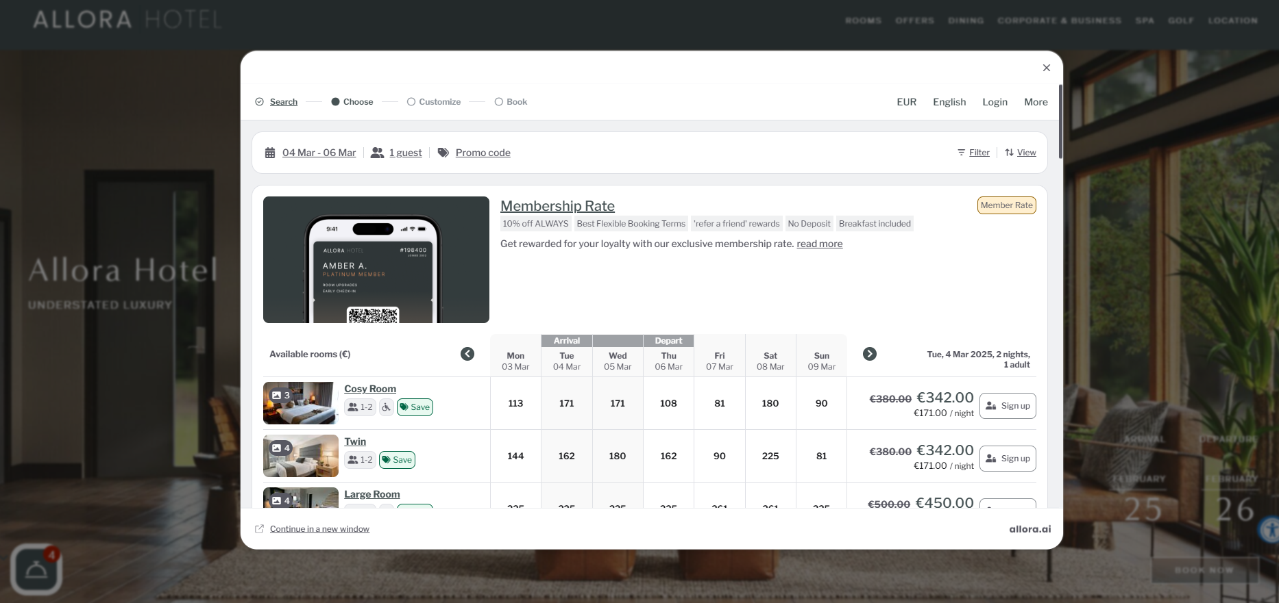 SHR BE-Embedded Booking Engine