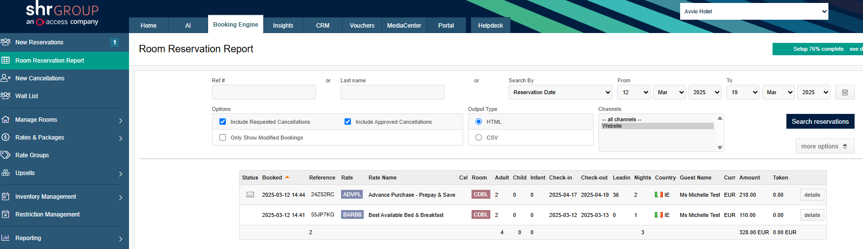 SHR BE-Running a Reservation Report in SHR Booking Engine
